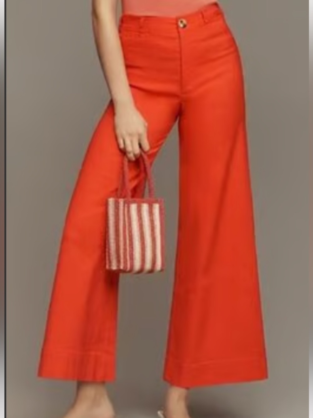 Maeve Anthropologie The Ettie High-Rise Crop Wide-Leg Pants Linen Blend 26